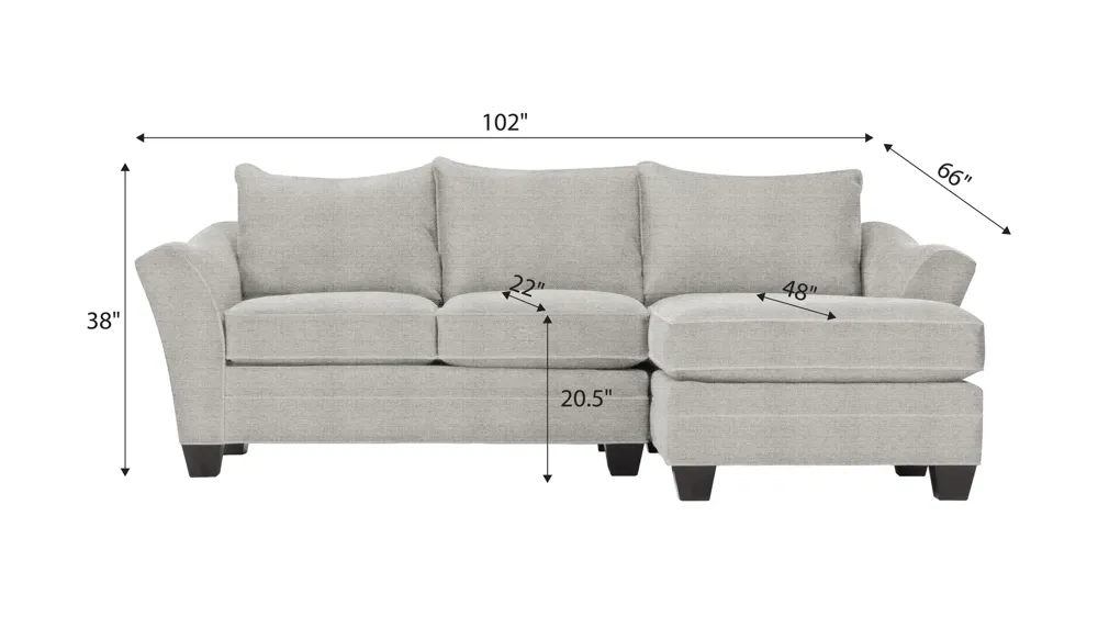 Foresthill 2-pc. Right Hand Chaise Sectional Sofa Dimensions