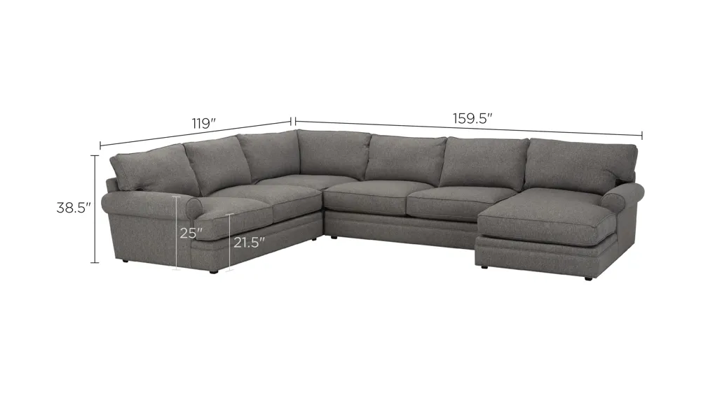Wilkinson 4-pc. Sectional Sofa Dimensions
