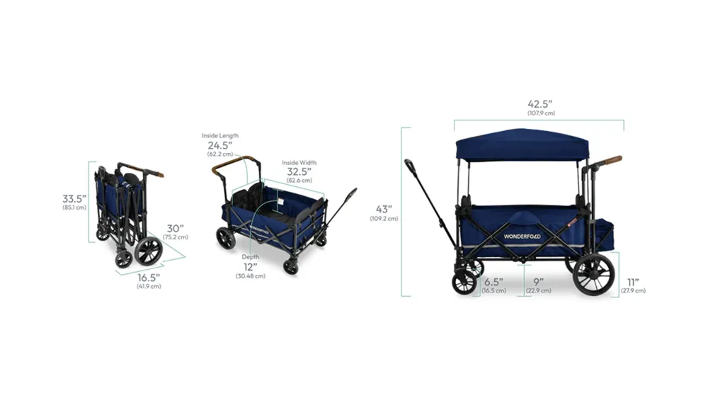 Push and Pull Quad Stroller Wagon Dimensions