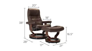 Stressless Opal Medium Leather Reclining Chair and Ottoman w