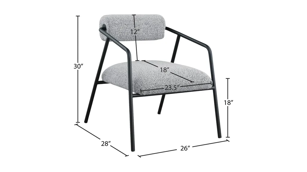 Carly Boucle Fabric Accent Chair Dimensions
