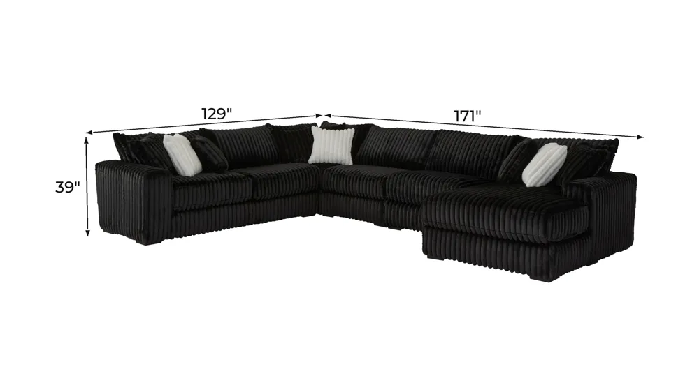 Onyx Moon 5-pc. Sectional Dimensions