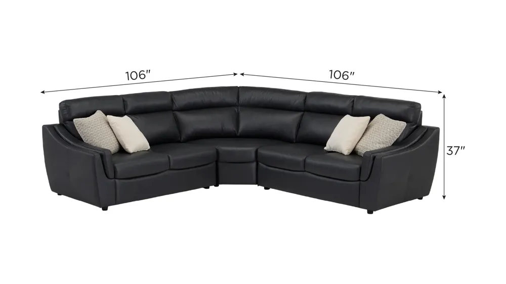 Warner 3-pc. Leather Sectional Dimensions