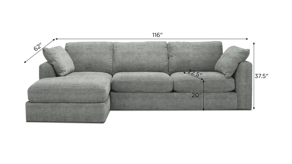 Nappily 2-pc. Sectional Dimensions
