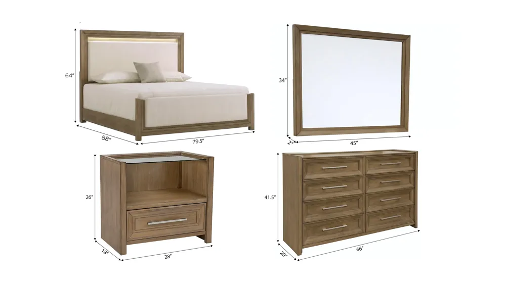 Florence 4-pc. Panel Bedroom Set w/ Glass-Top Nightstand Dimensions