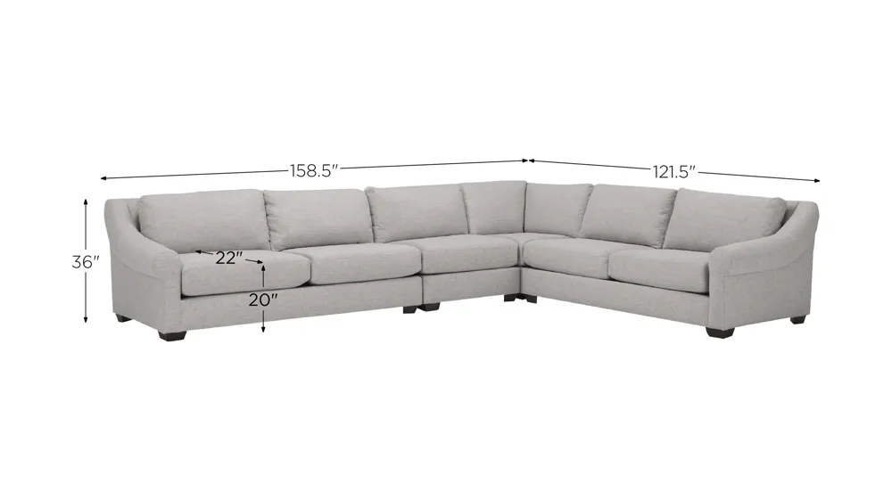 Thatcher 4-pc. Sectional Dimensions
