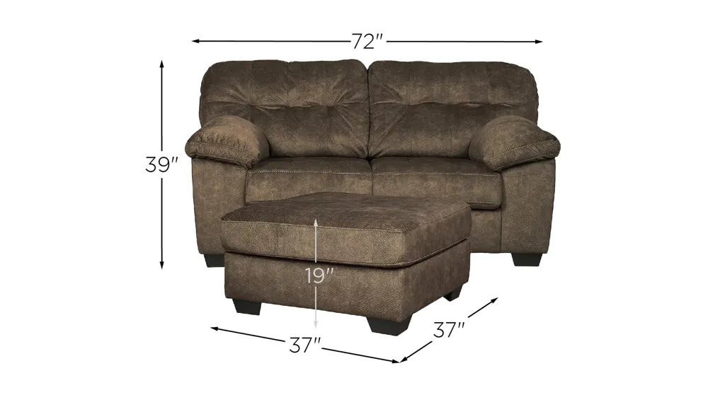 Accrington Loveseat with Ottoman Dimensions