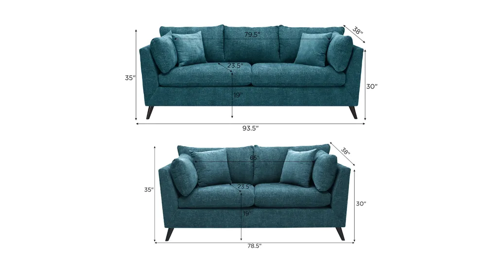 Caruso Living Room Set Dimensions