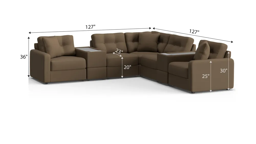 ModularOne 7-pc. Sectional w/Two PowerConsole Dimensions