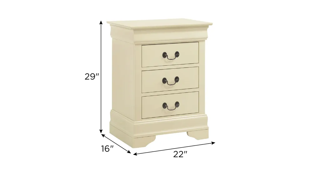 Rossie 3-Drawer Nightstand Dimensions