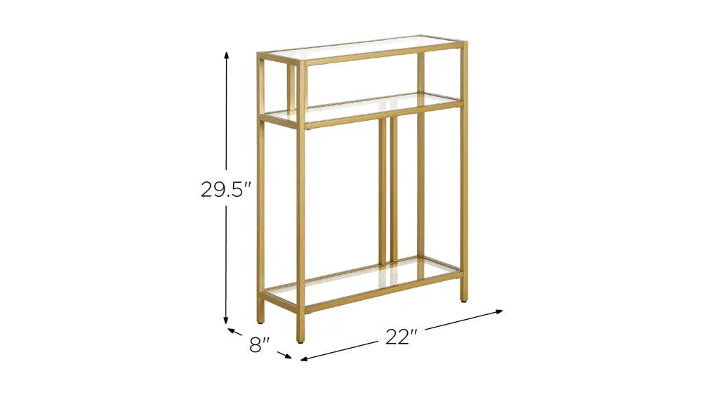 Lee 22" Console Table with Glass Shelves Dimensions