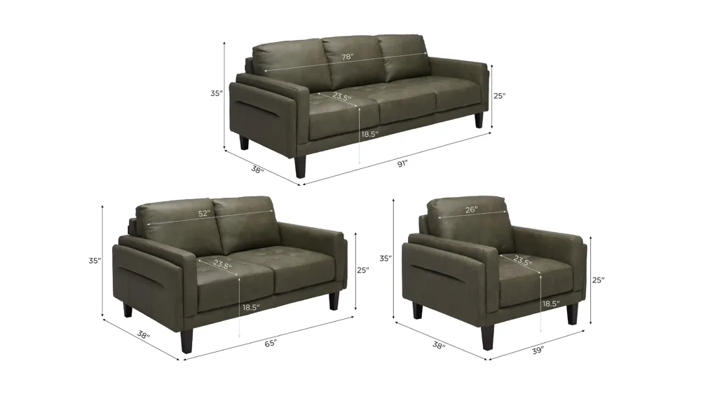 Hunter Living Room Set Dimensions