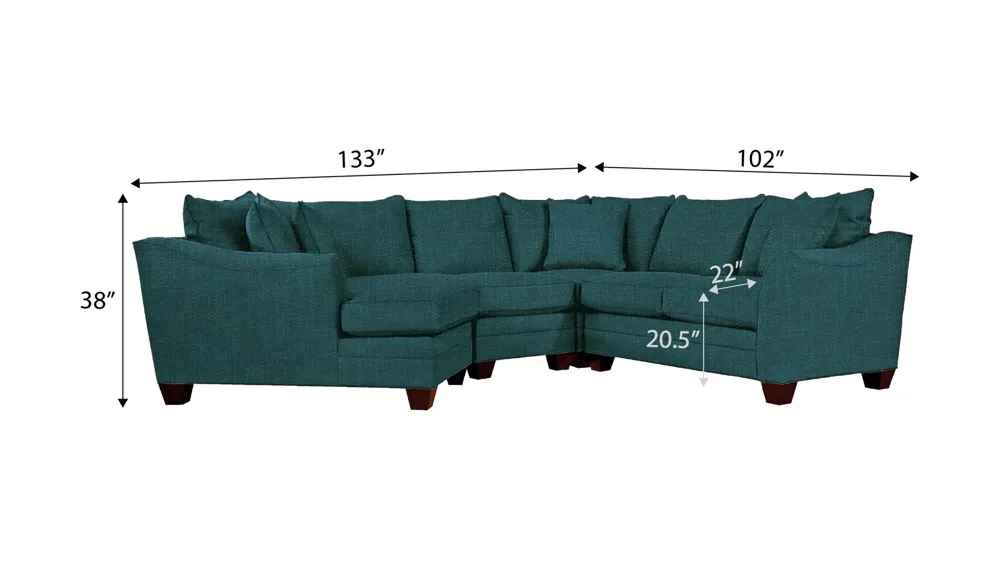 Foresthill 4-pc. Left Hand Cuddler Sectional Sofa Dimensions