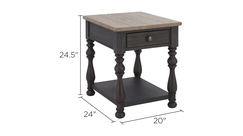Villa Ridge Rectangular End Table Dimensions