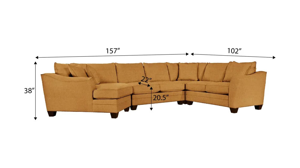 Foresthill 4-pc. Left Hand Cuddler with Loveseat Sectional Sofa Dimensions