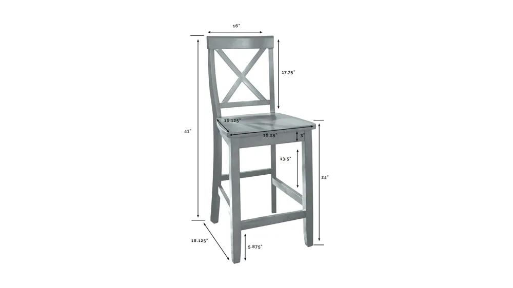X-Back Counter Stool - Set of 2 Dimensions