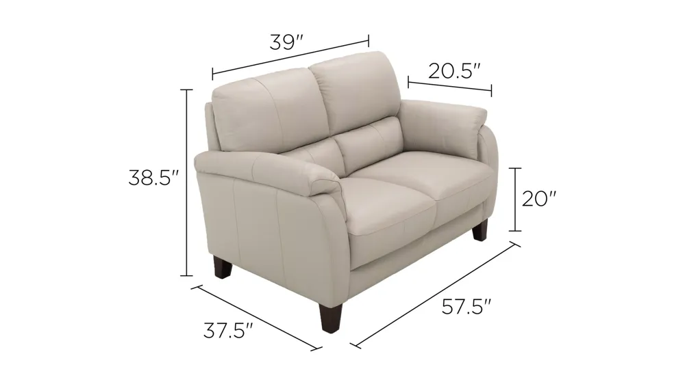Harmony Leather Loveseat Dimensions