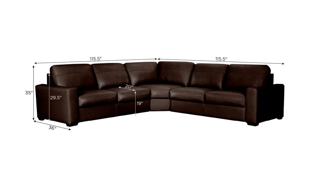 Harley 4-pc. Leather Sectional Dimensions