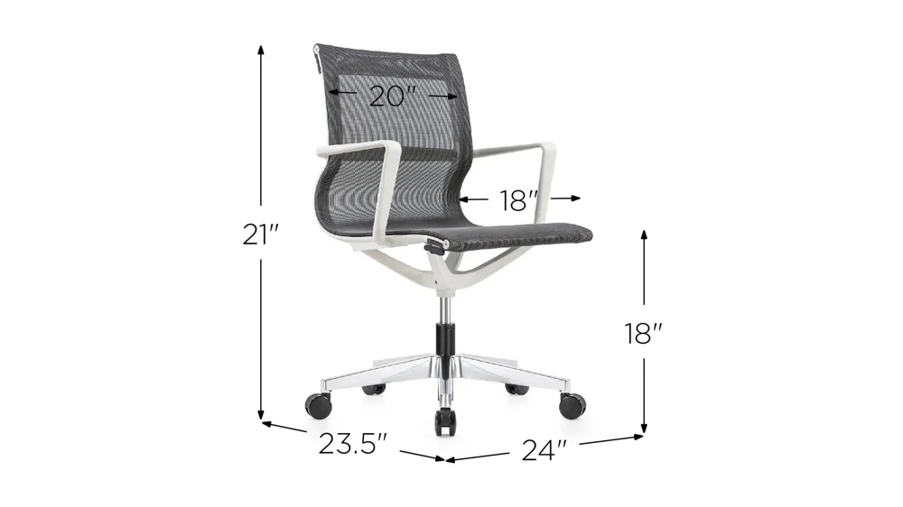 Kinetic White Frame Office Chair with Mesh Back Dimensions