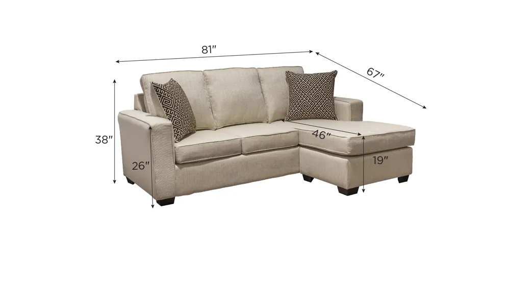 Farron Chenille Reversible Sofa Chaise Dimensions