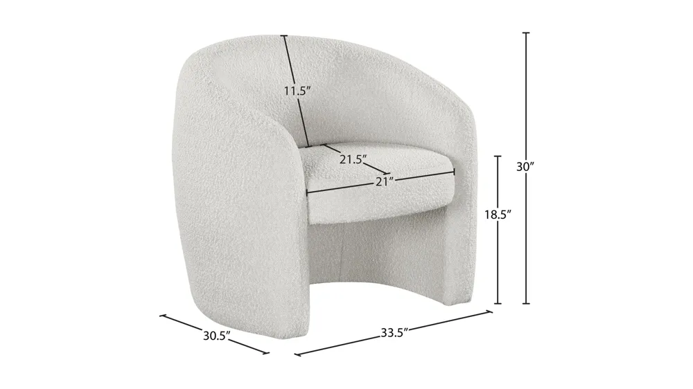 Acadia Boucle Fabric Accent Chair Dimensions