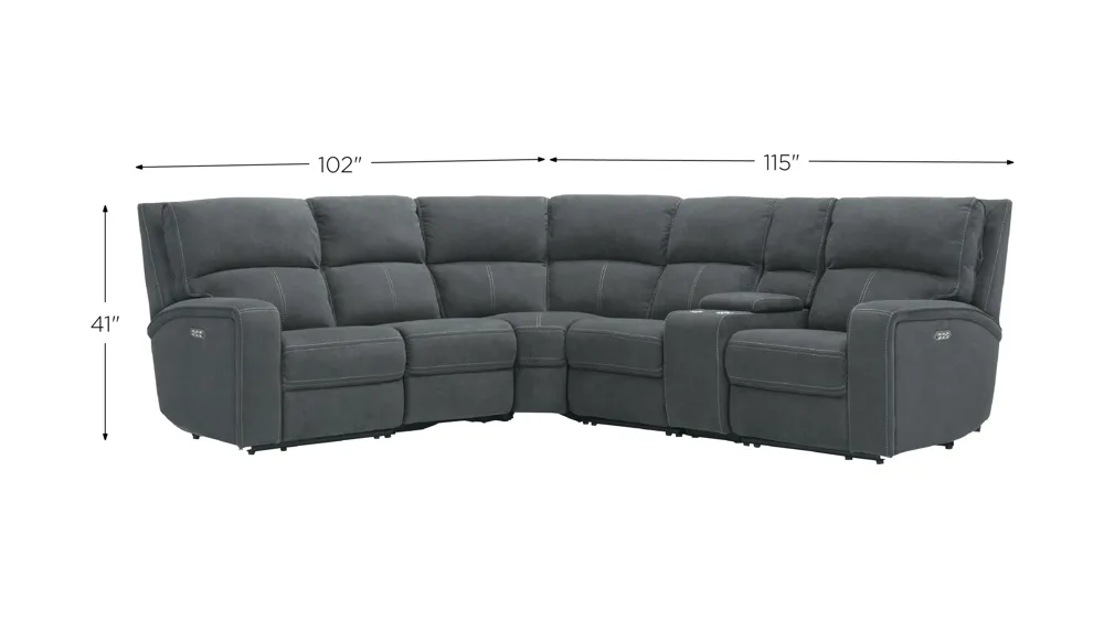Ian 6-pc. Power Sectional w/ Power Headrest & Lumbar Dimensions