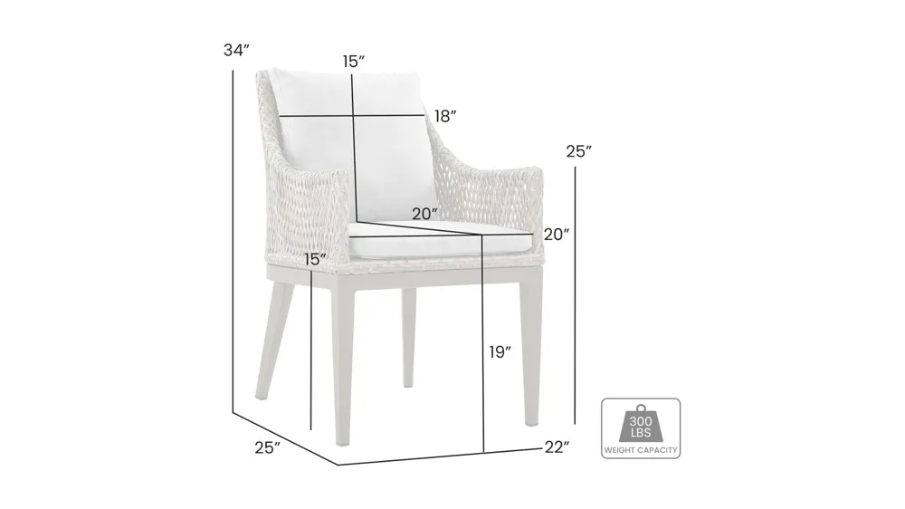 Grenada Outdoor Dining Chair - Set of 2 Dimensions