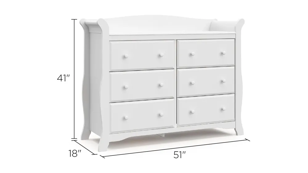 Aval 6-Drawer Dresser Dimensions