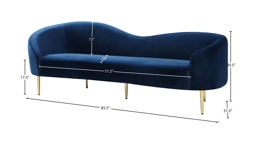 Ritz Velvet Sofa Dimensions