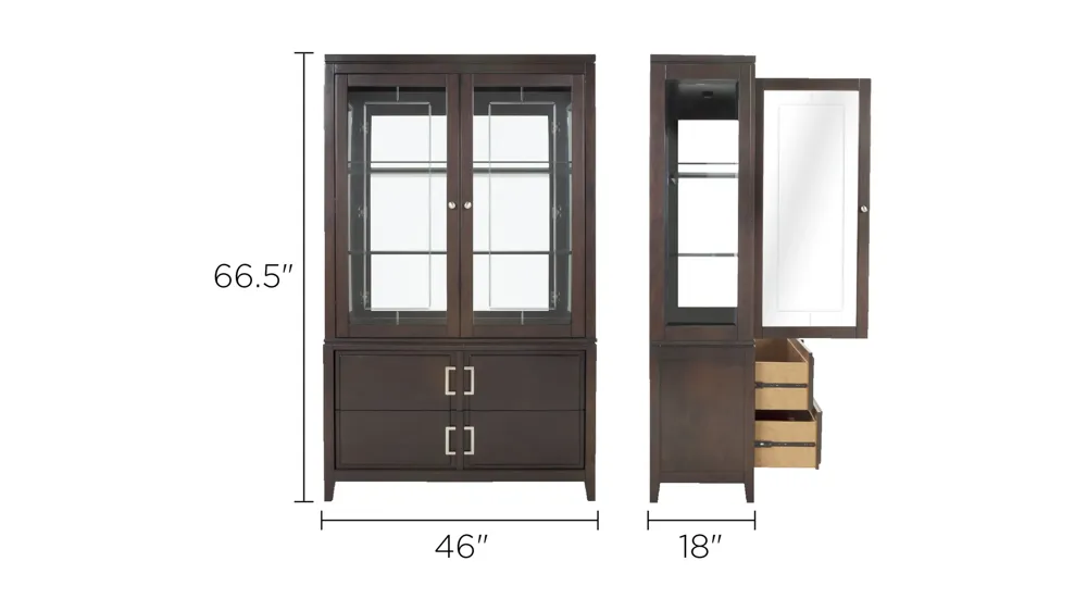 Cadence 2-pc. China Cabinet w/Lighting Dimensions