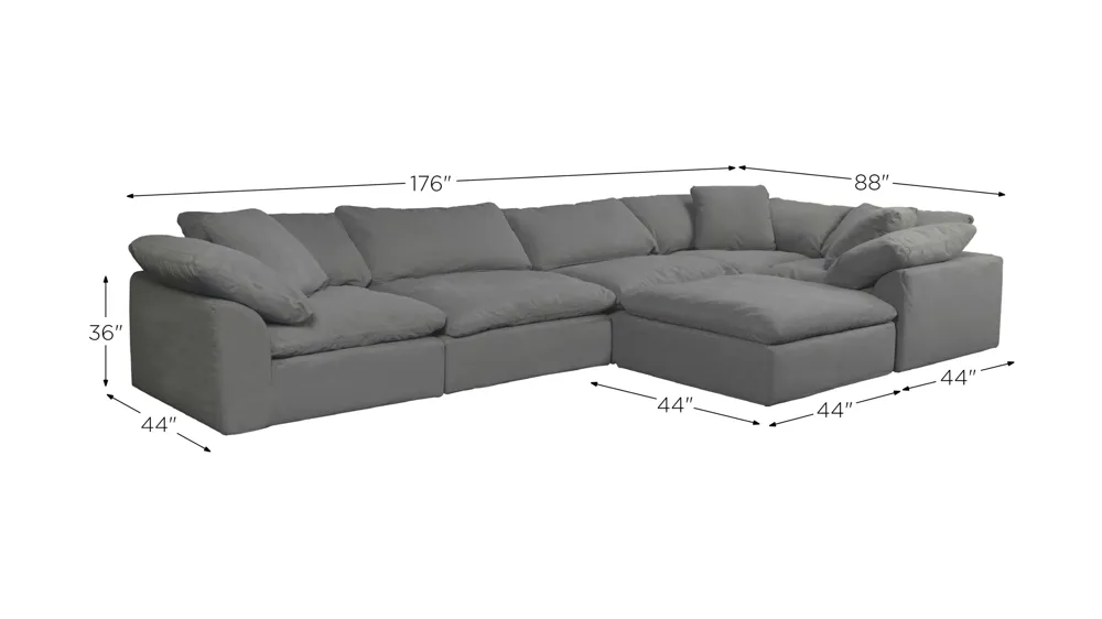 Puff Slipcover 6-pc. Sectional Dimensions
