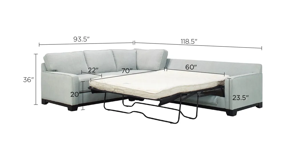 Arlo 3-pc. Sleeper Sectional Sofa Dimensions