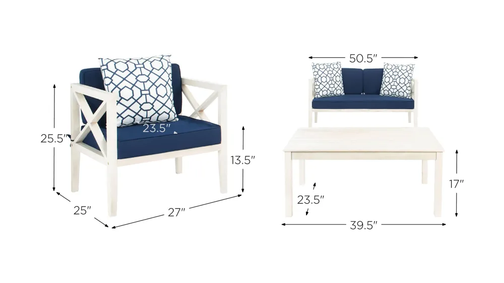 Indria 4-pc. Patio Set Dimensions