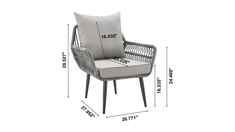 Cannes 3 Pc Outdoor Patio Set Dimensions