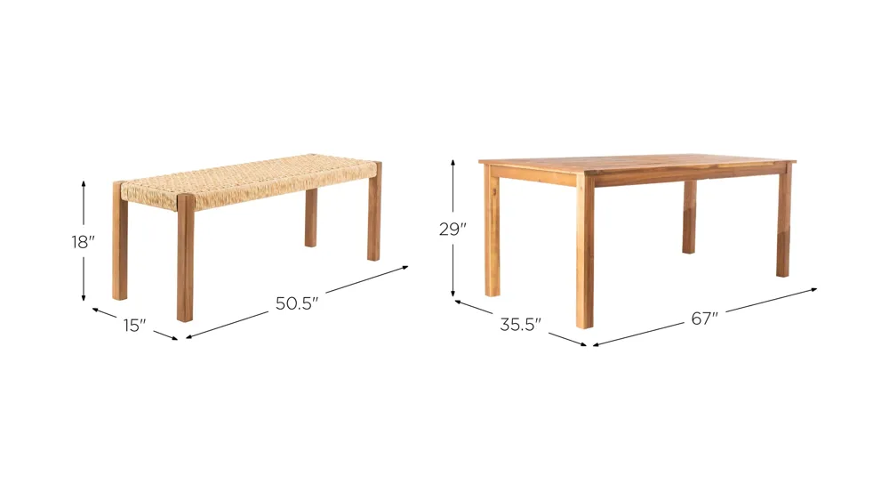 Paolo 3-pc. Outdoor Dining Set Dimensions