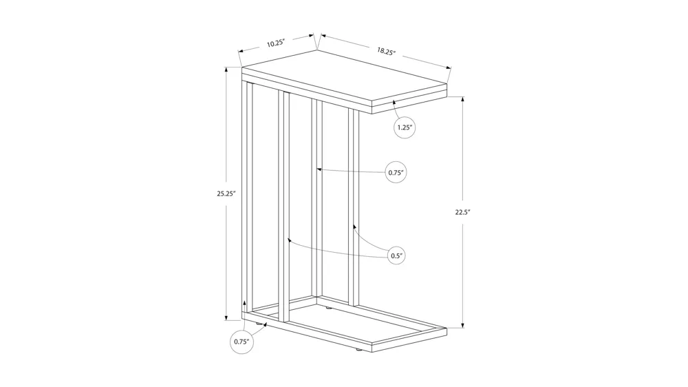 Delevan Accent Table Dimensions