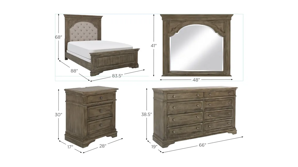 Highland Park 4-pc. King Bedroom Set Dimensions