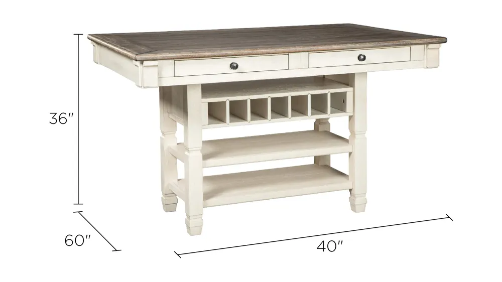 Aspen Counter-Height Dining Table w/ Wine Storage Dimensions