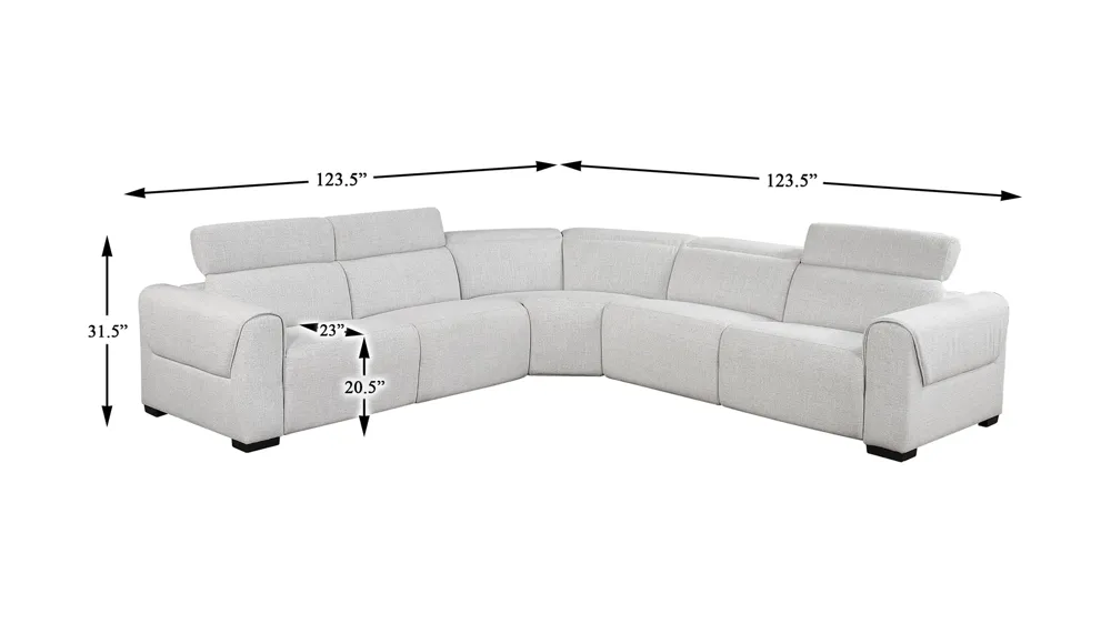 Zennia 5-pc. Modular Power Reclining Sectional Dimensions
