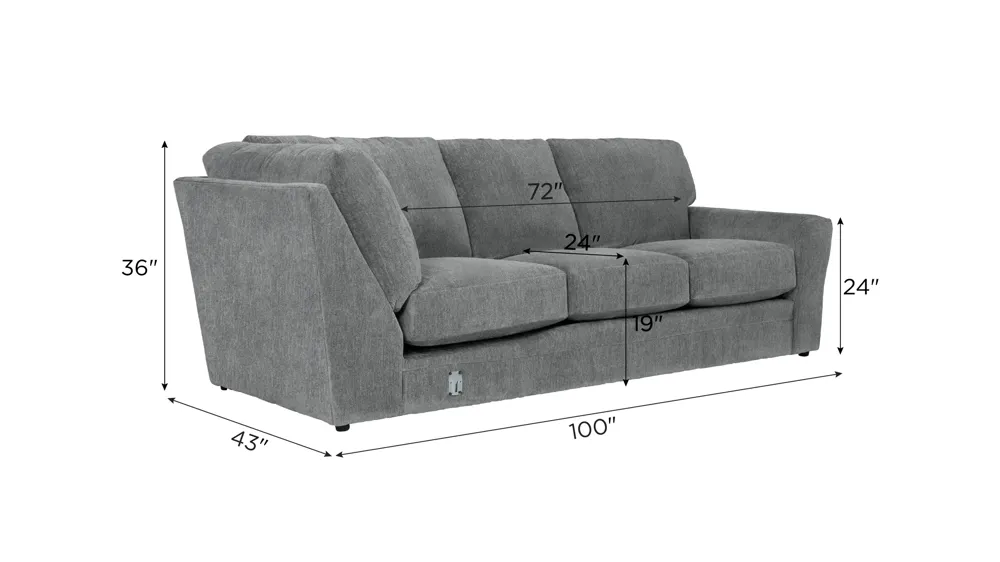 Kristoff Right Arm Facing Sofa w/ Return Dimensions