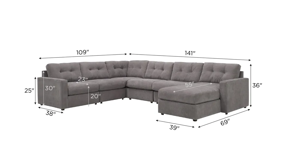 ModularOne 6-pc. Sectional Dimensions