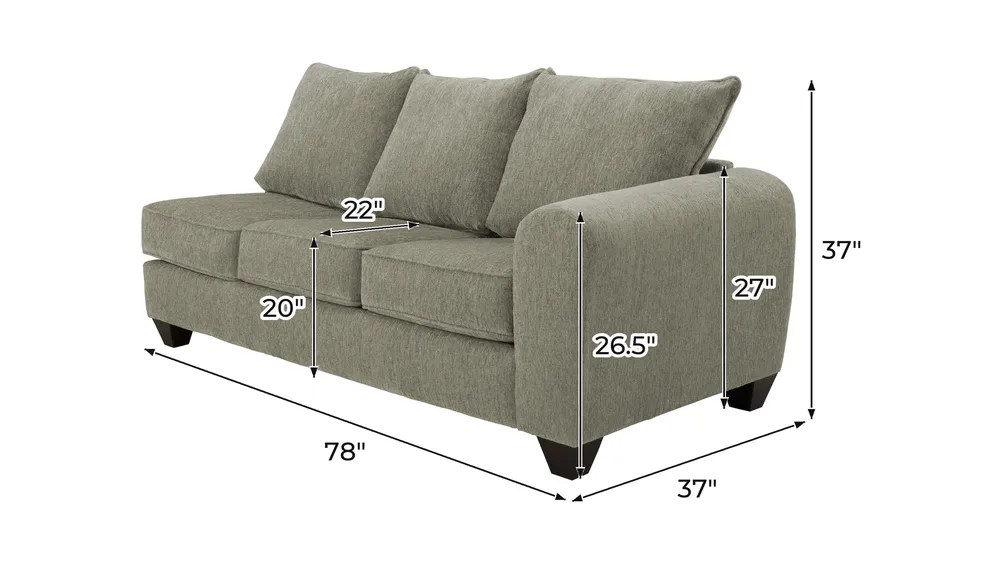 Jaden Right Arm Facing Sofa Dimensions