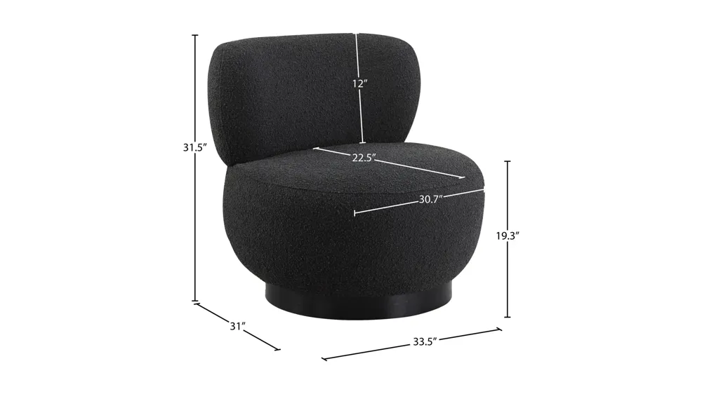 Calais Boucle Fabric Accent Chair Dimensions