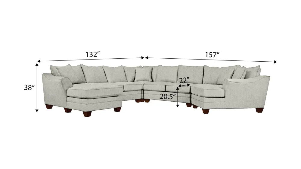 Foresthill 5-pc. Left Hand Facing Sectional Sofa Dimensions