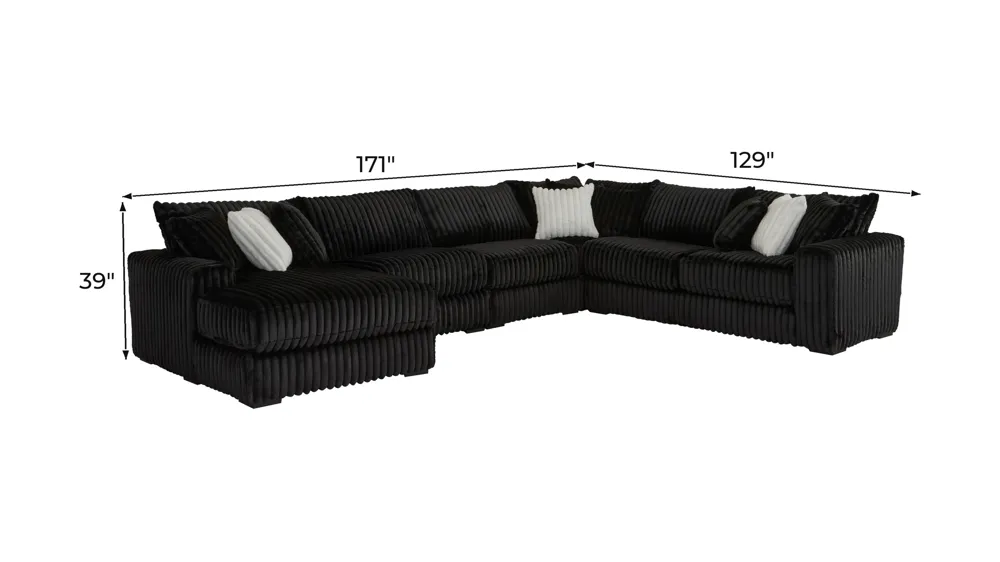 Onyx Moon 5-pc. Sectional Dimensions