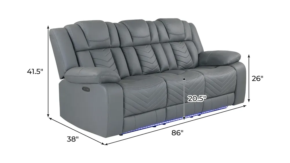 Orion Power Reclining Sofa With Ddt, Wc And Led Dimensions