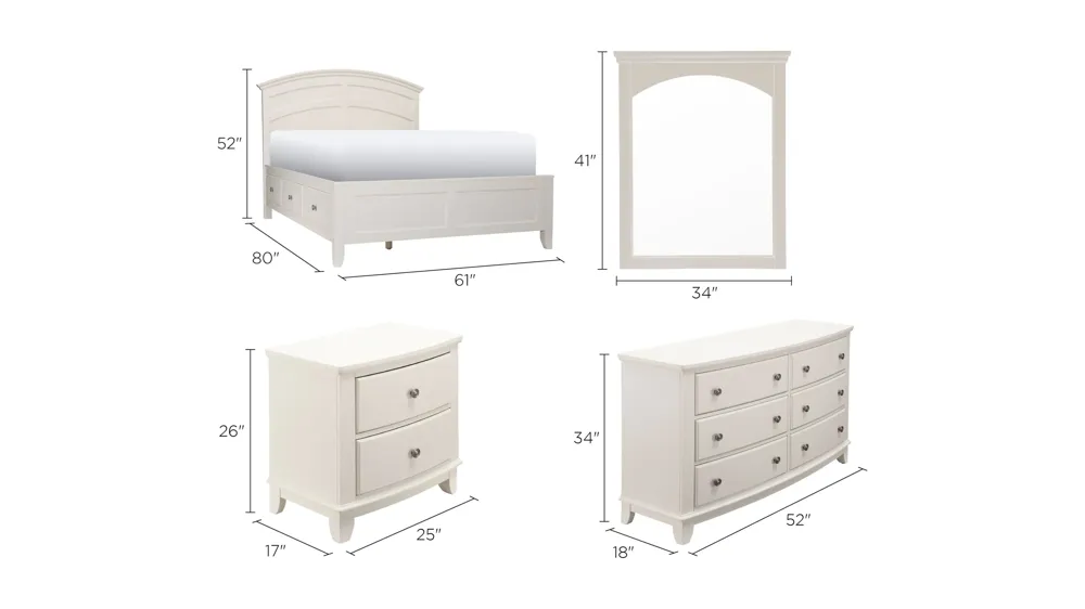 Kylie Youth 4-pc. Platform Bedroom Set w/ 1-Sided Storage Bed Dimensions
