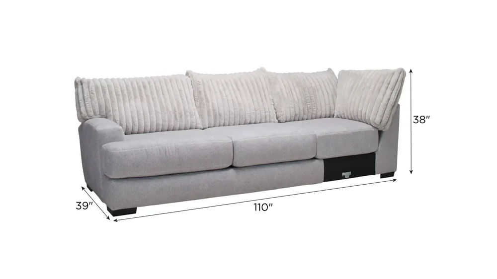 Mondo Left Arm Facing Sofa w/Return Dimensions