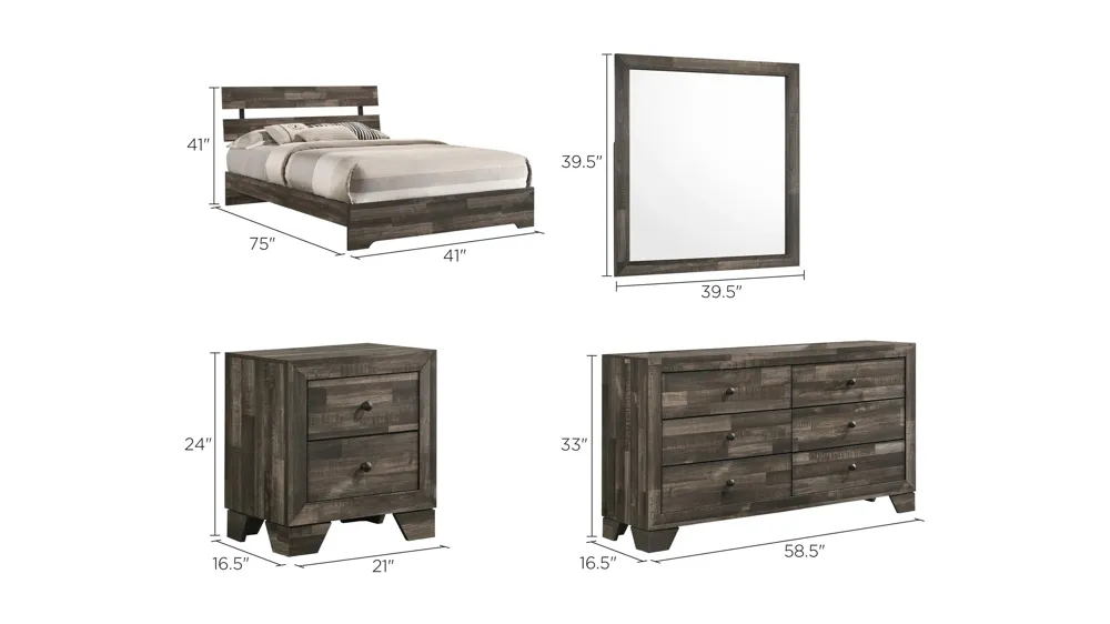 Atticus 4-pc. Platform Bedroom Set Dimensions