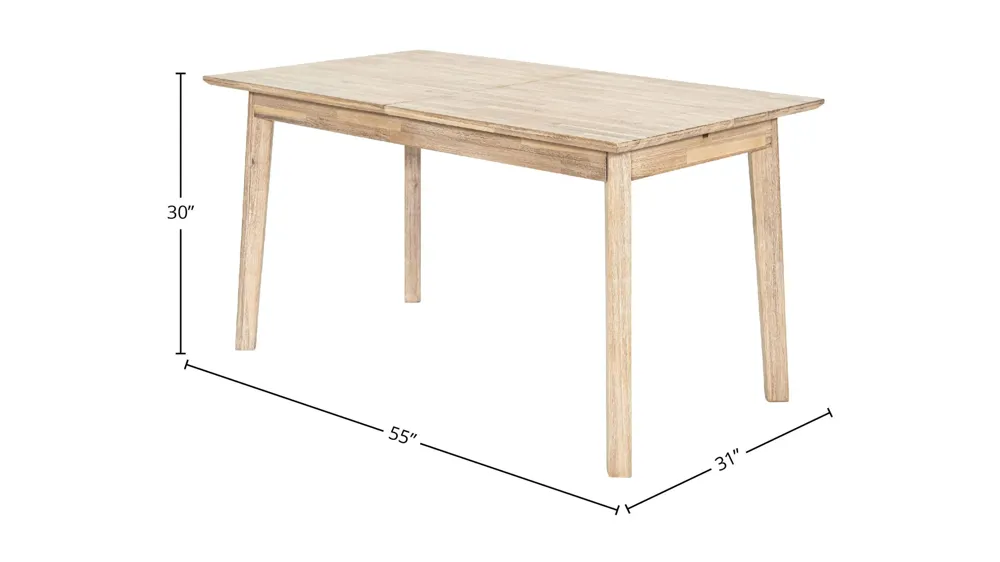 Gia Small Extension Dining Table w/ Butterfly System 55/71” - Light Driftwood Dimensions